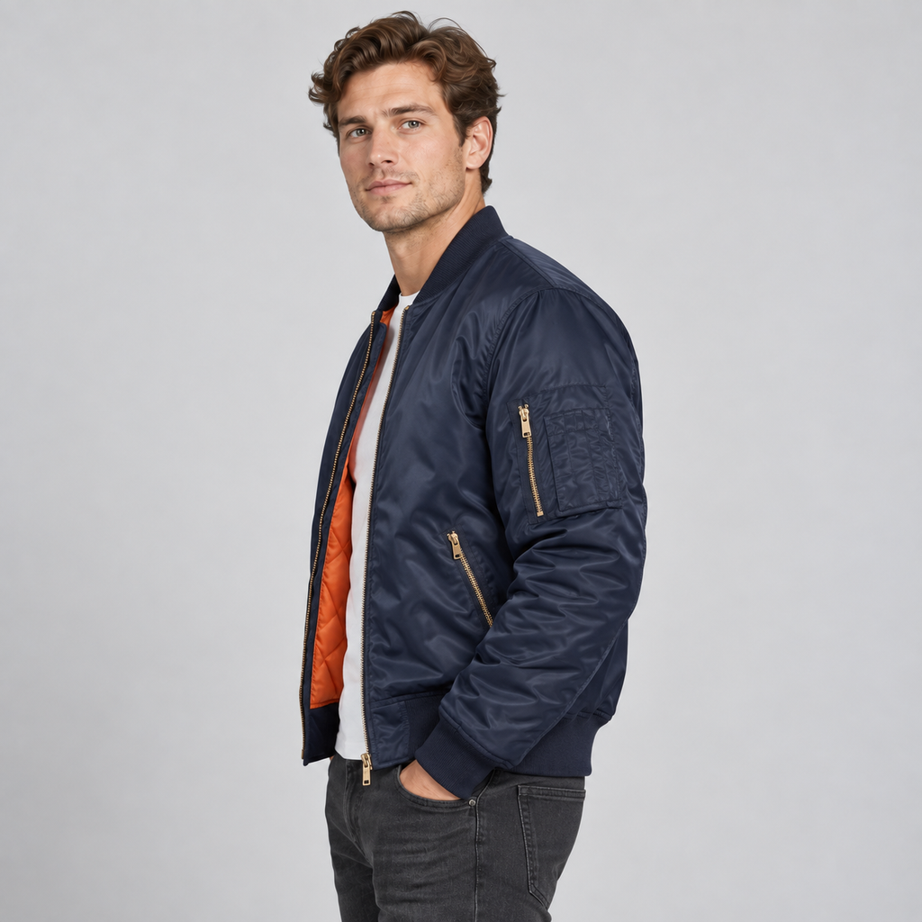 Montarello Men's Bomber Jacket Padded Zip Pockets