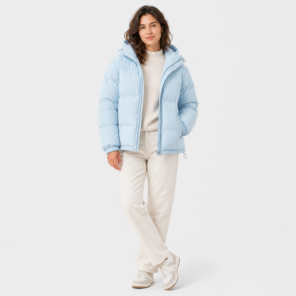 Unisex Hooded Quilted Puffer Jacket, Long Sleeves