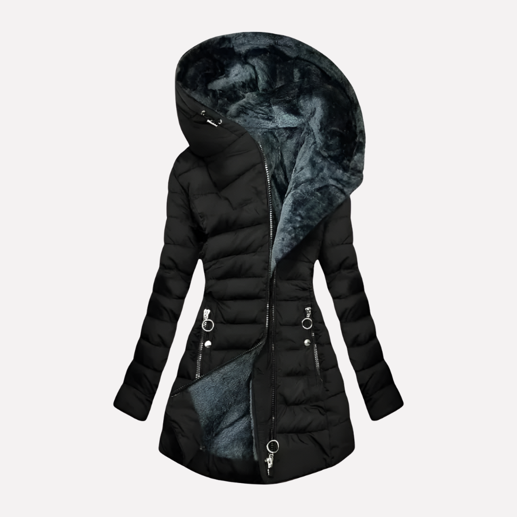 Women's Quilted Hooded Winter Puffer Coat Mid-Length