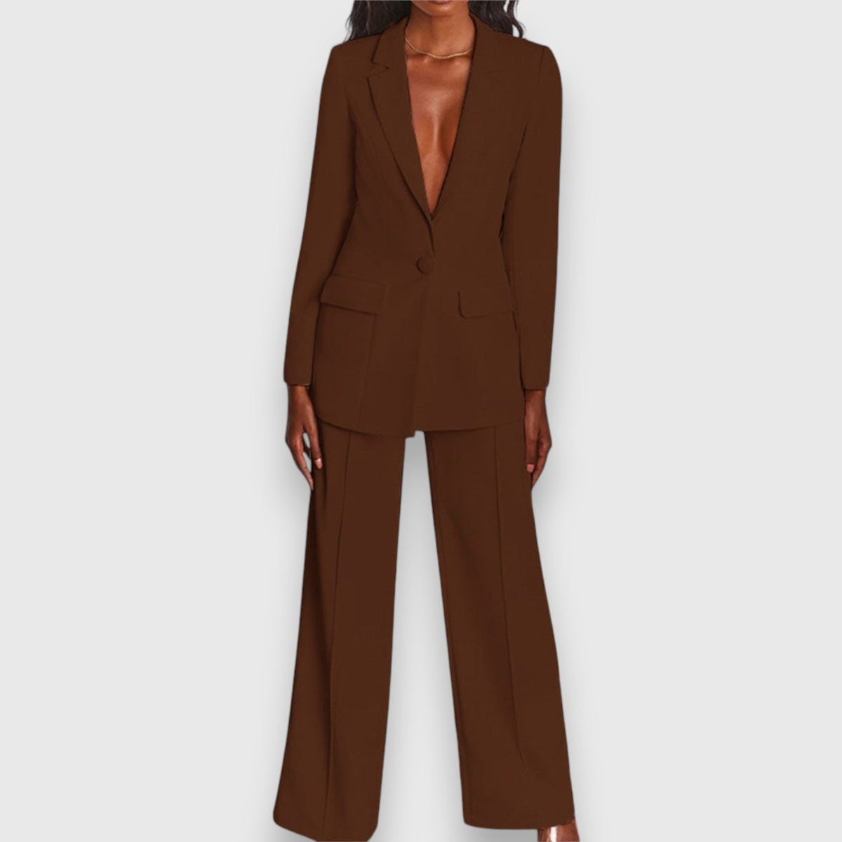 Women's Tailored Blazer and Wide-Leg Trouser Set
