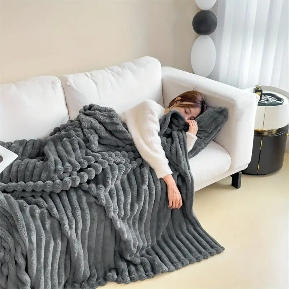 Cozy Striped Throw Blanket for Sofa, Bed, and Living Room