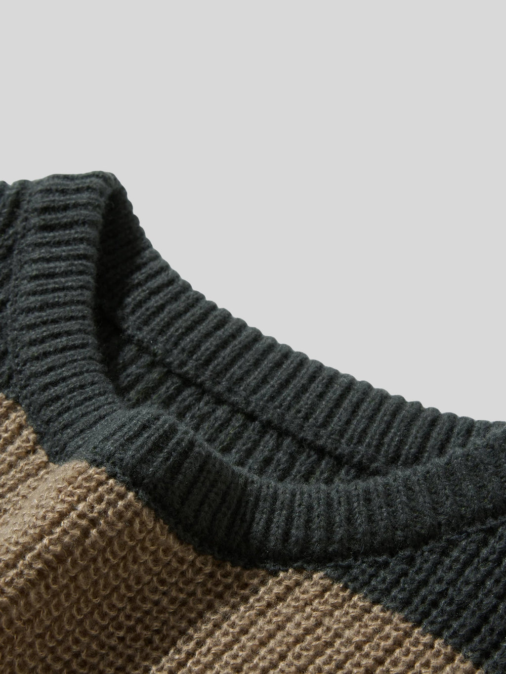 Men's Striped Crew Neck Sweater, Long Sleeves, Ribbed Trim