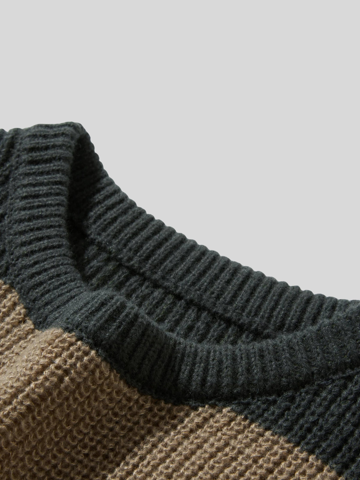 Men's Striped Crew Neck Sweater, Long Sleeves, Ribbed Trim