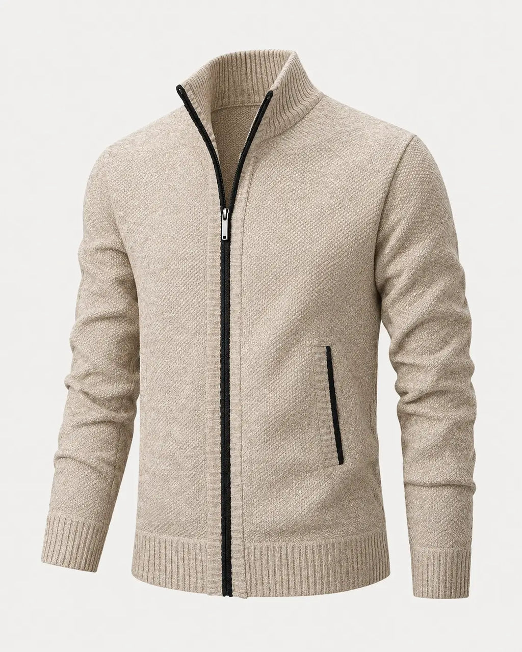 TEXTURED KNIT ZIP JACKET FOR MEN