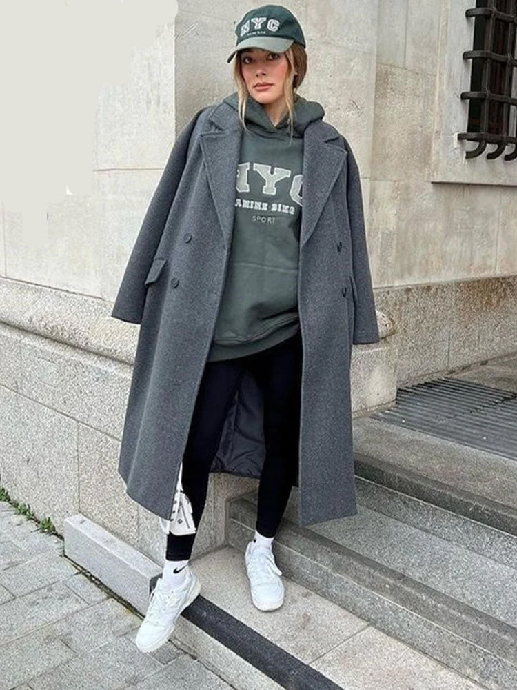 Women's Belted Trench Coat with Wide Lapels