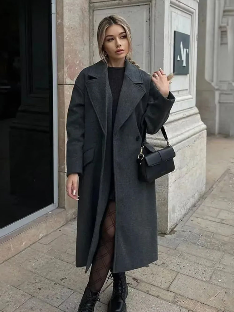 Women's Belted Trench Coat with Wide Lapels