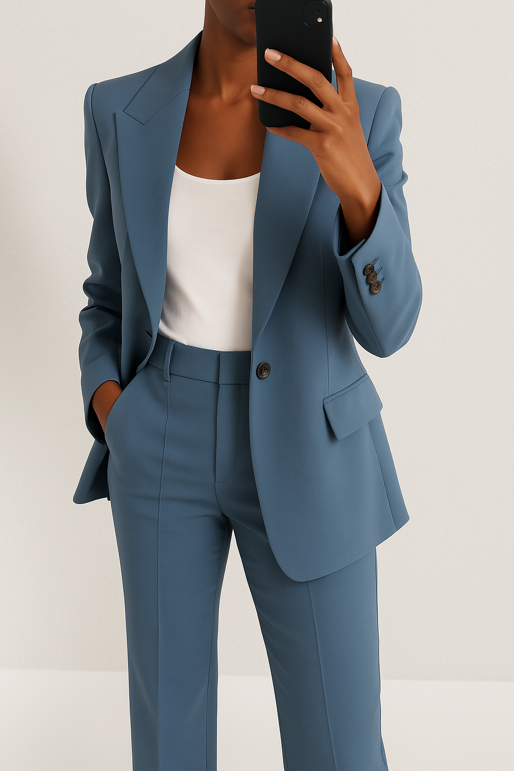 Women's Two-Piece Trouser Suit, Notch Lapels, Long Sleeves