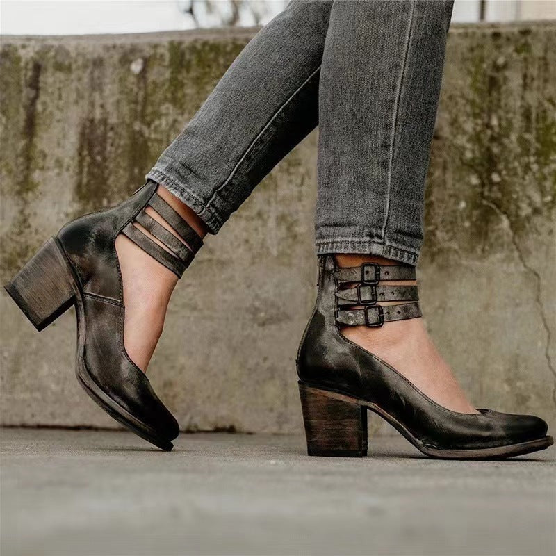 Elegant Belt Buckle Strap Mary Jane Shoes for Women