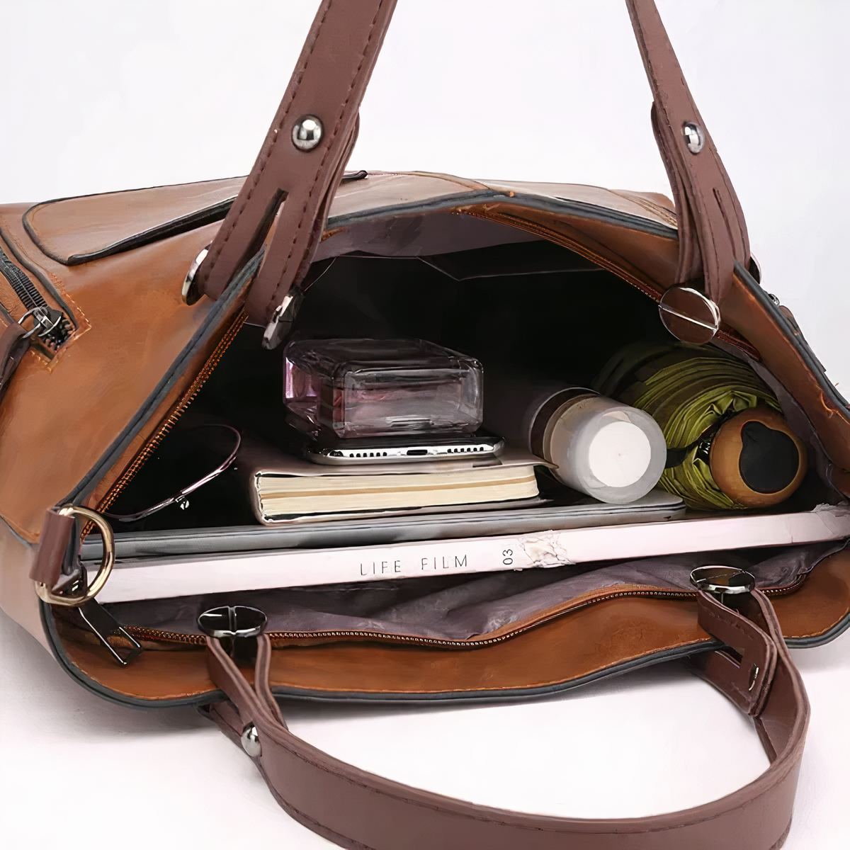 Women's Structured Tote Bag with Front Pockets