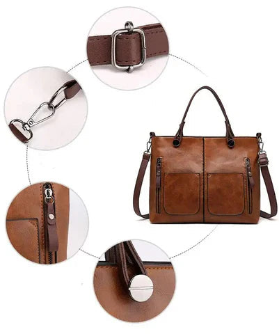 Women's Structured Tote Bag with Front Pockets