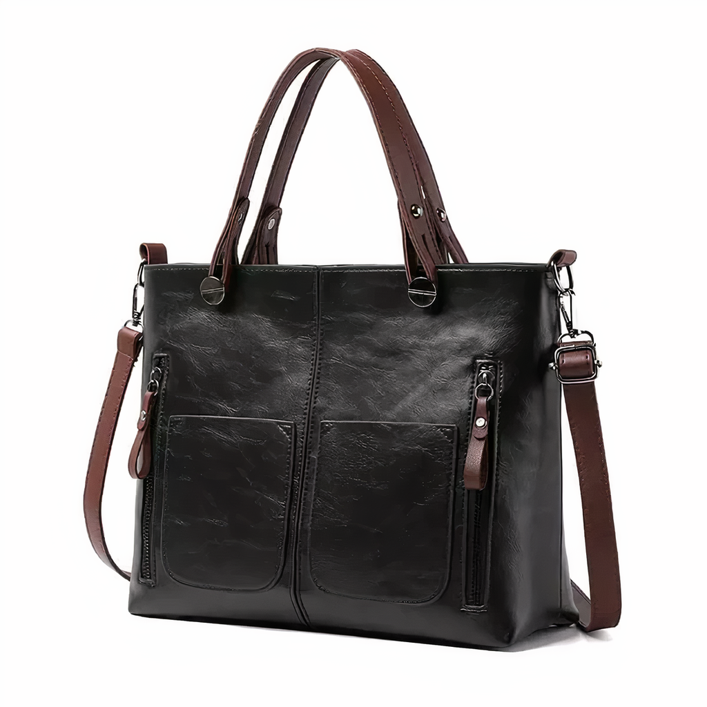 Women's Structured Tote Bag with Front Pockets