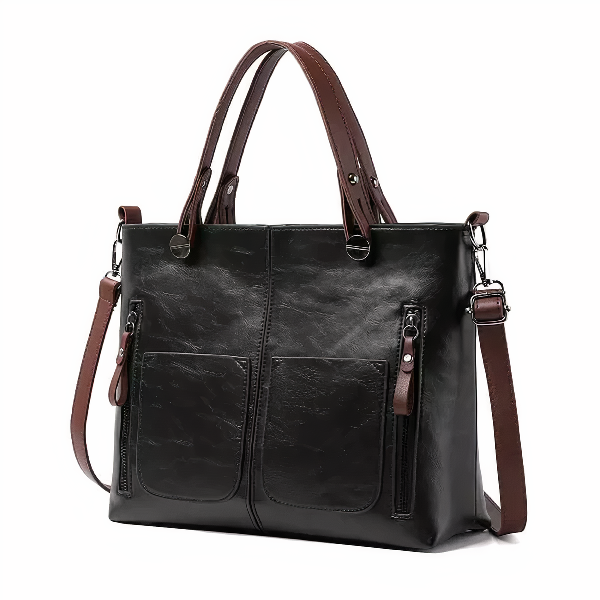 Women's Structured Tote Bag with Front Pockets