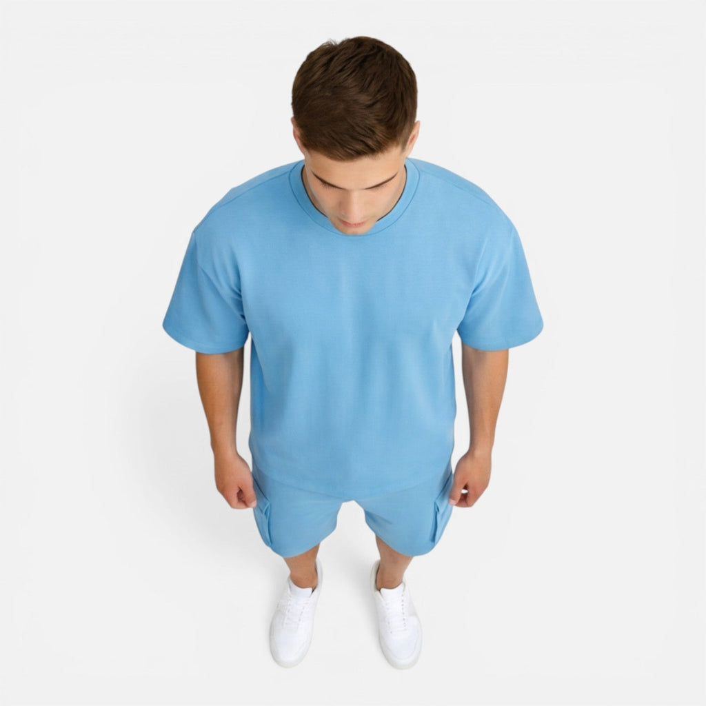 Montarello Men's Cargo Shorts & Oversized T-Shirt Summer Co-Ord Set