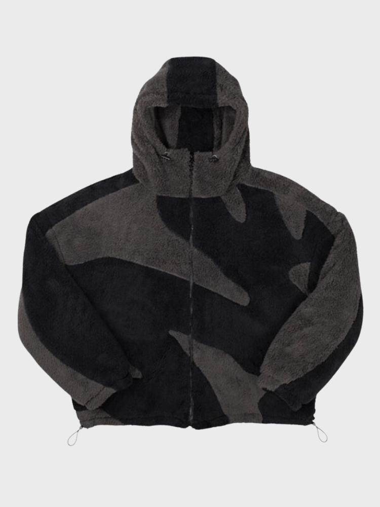Men's Hooded Jacket, Abstract Colour Blocking, Zip Front
