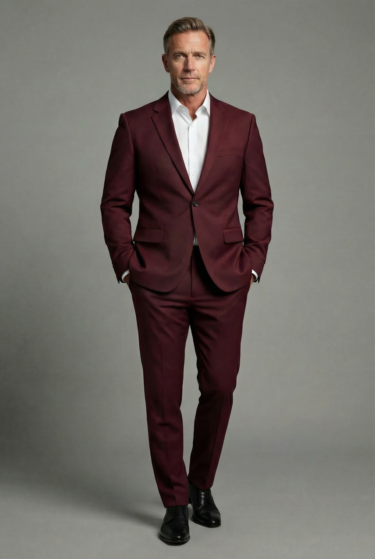Men's Slim Fit Two Piece Suit, Notch Lapels, Long Sleeves