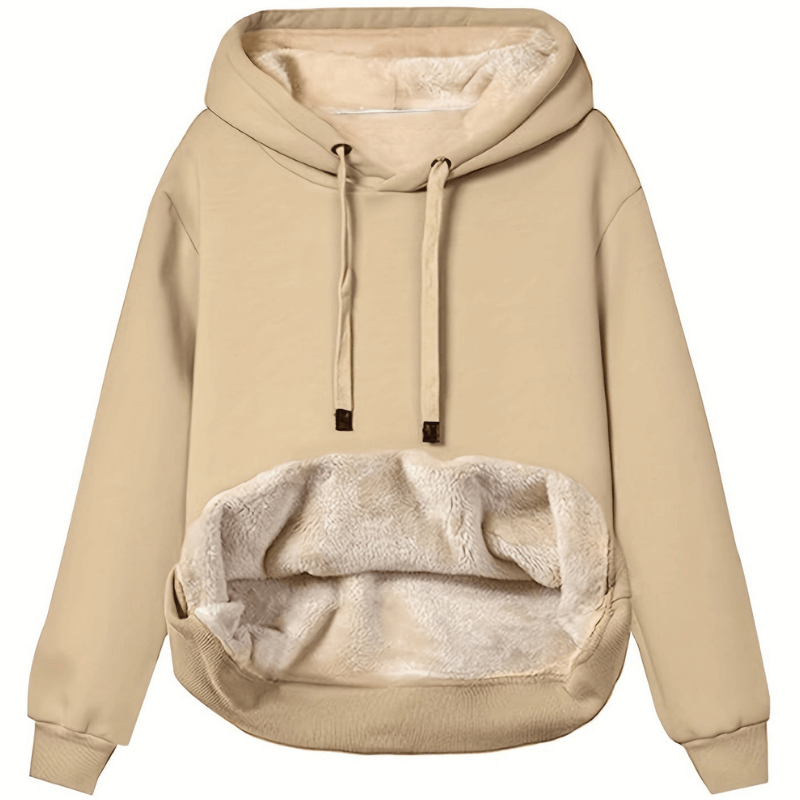 Women's Fleece-Lined Hoodie with Drawstring and Kangaroo Pocket