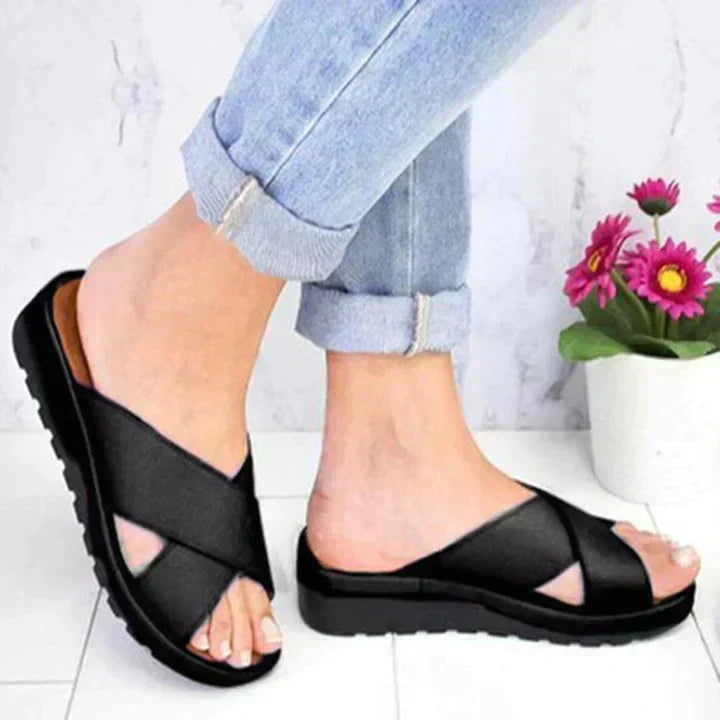 Women's Orthopedic Adjustable Sandals with Contoured Sole and Adjustable Straps