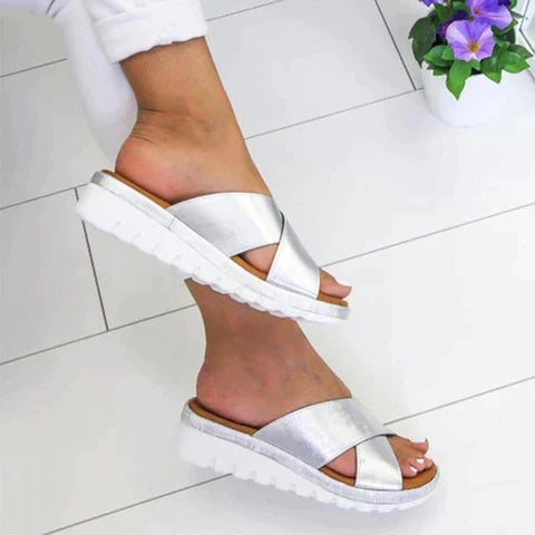 Women's Orthopedic Adjustable Sandals with Contoured Sole and Adjustable Straps