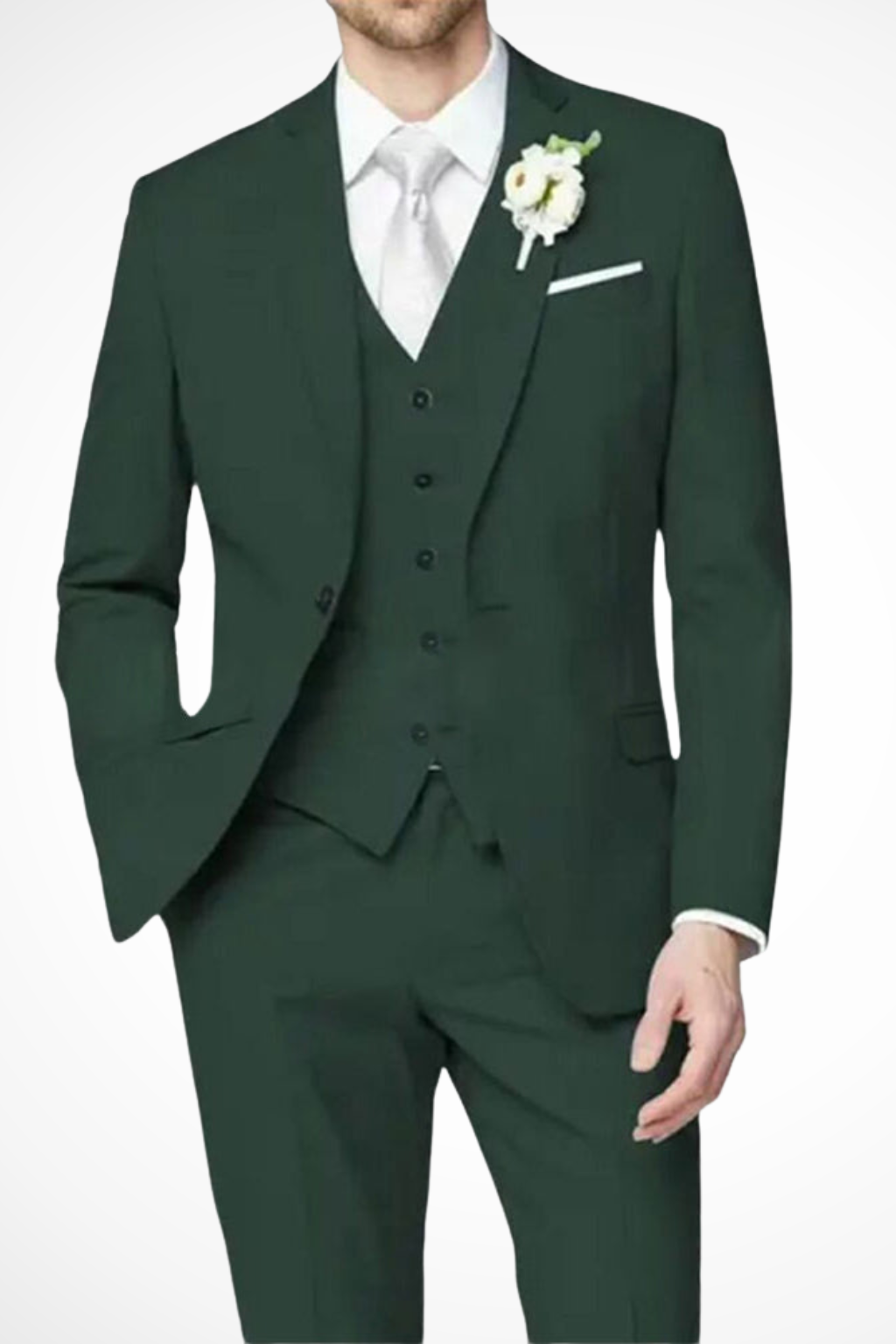 Men's Three-Piece Notch Lapel Suit, Single-Breasted