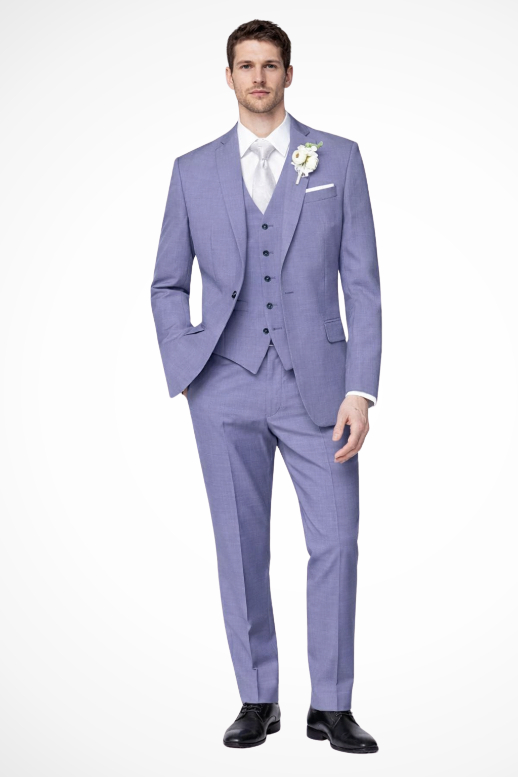 Men's Three-Piece Notch Lapel Suit, Single-Breasted