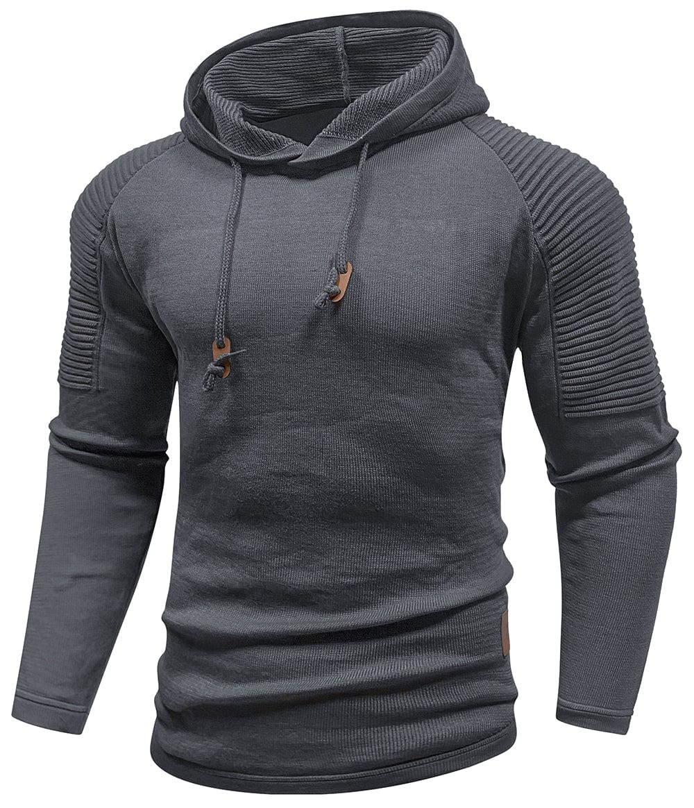 Men's Hooded Sweatshirt, Long Sleeves, Ribbed Shoulder Panels