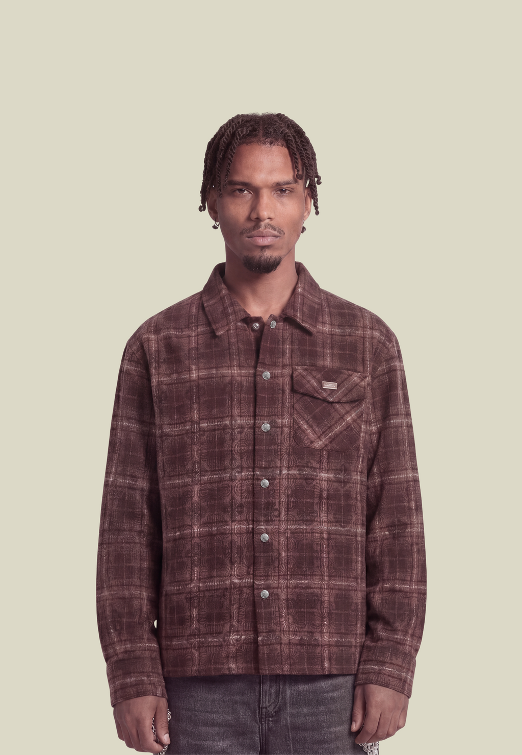 Men's Checked Flannel Shirt, Long Sleeves, Button Front, Red