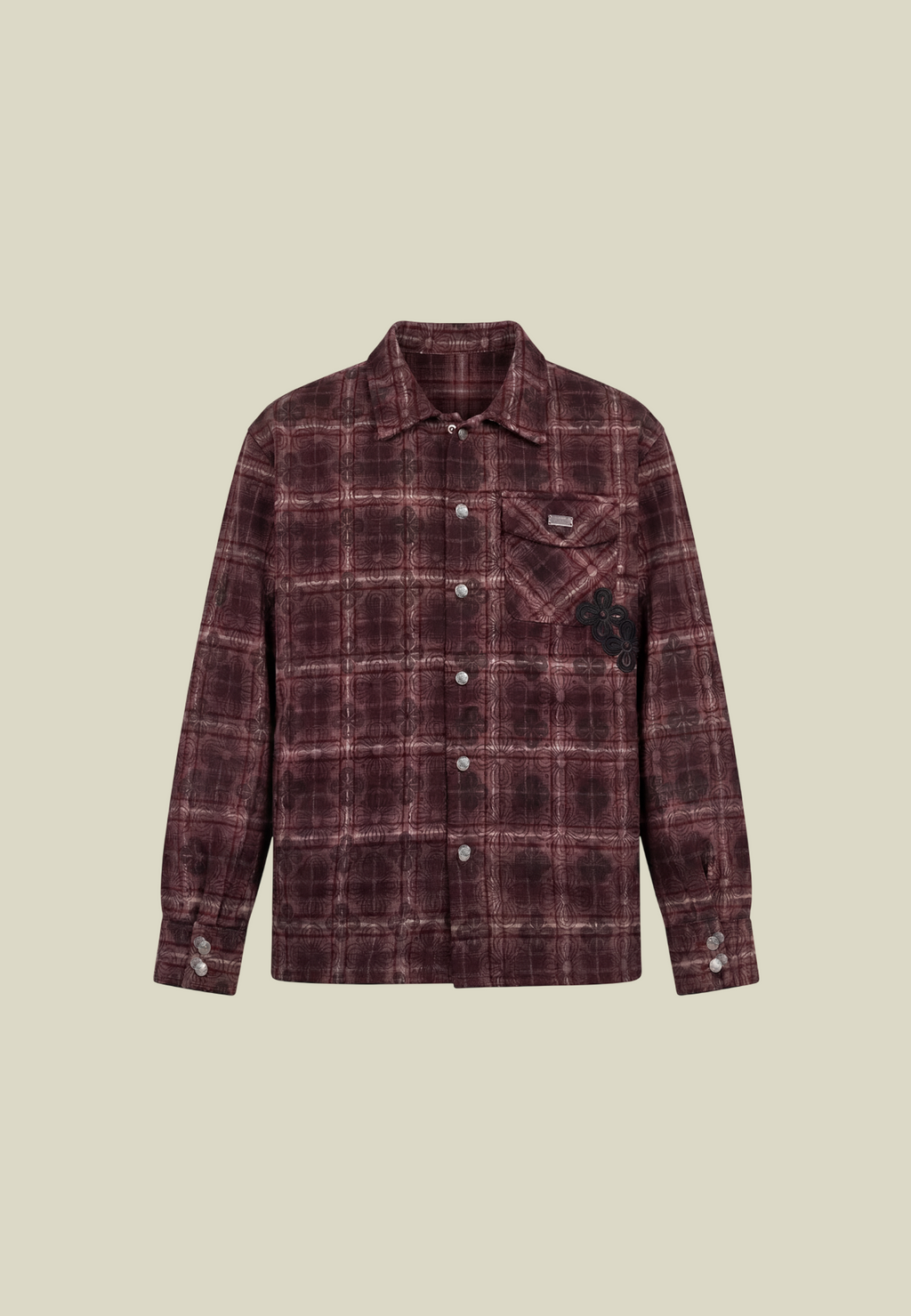 Men's Checked Flannel Shirt, Long Sleeves, Button Front, Red