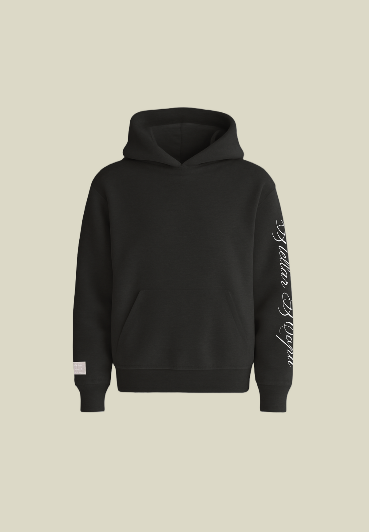 Unisex Black Graphic Pullover Hoodie, Long Sleeves, Front Pocket