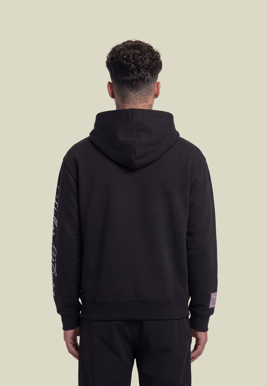 Unisex Black Graphic Pullover Hoodie, Long Sleeves, Front Pocket