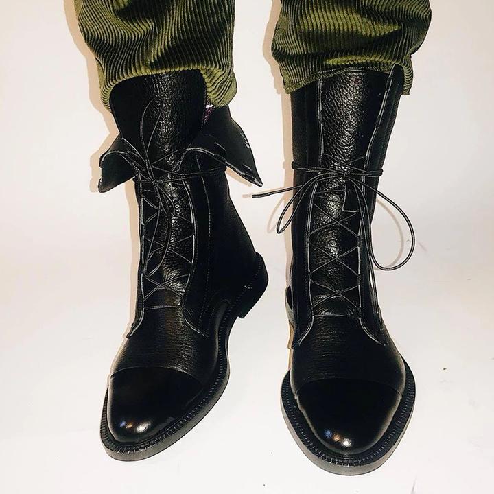 Women's Lace-Up Ankle Boots with Low Block Heel