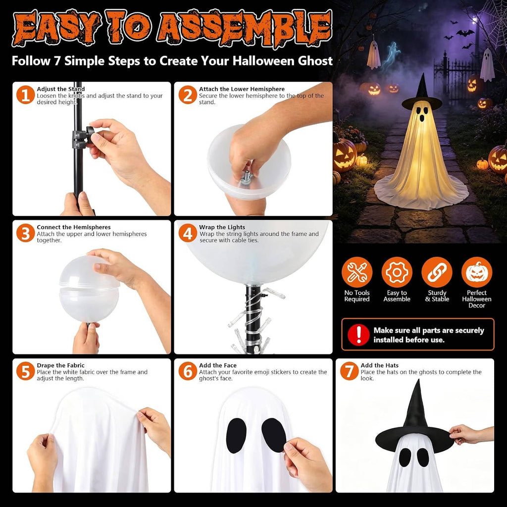 Halloween's 5 FT Lighted Ghost Decorations with Remote - 2 Pack
