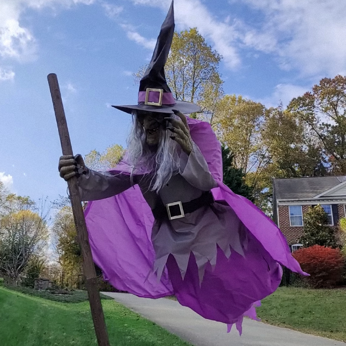 Halloween's 6-Foot Cloth Flying Witch Decoration with Ground Stake