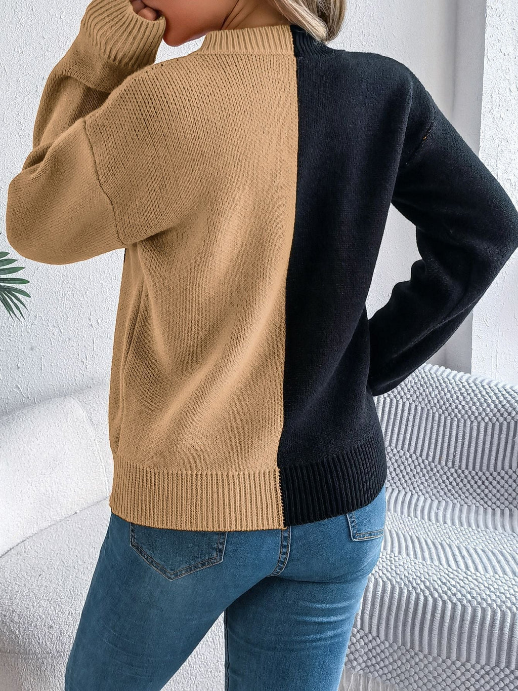 Halloween's Jack O' Lantern Knit Sweater with Ribbed Cuffs, Midi Length