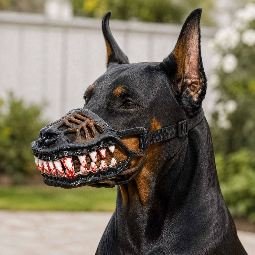 Halloween's Realistic Red Teeth Dog Muzzle for Cosplay & Safety