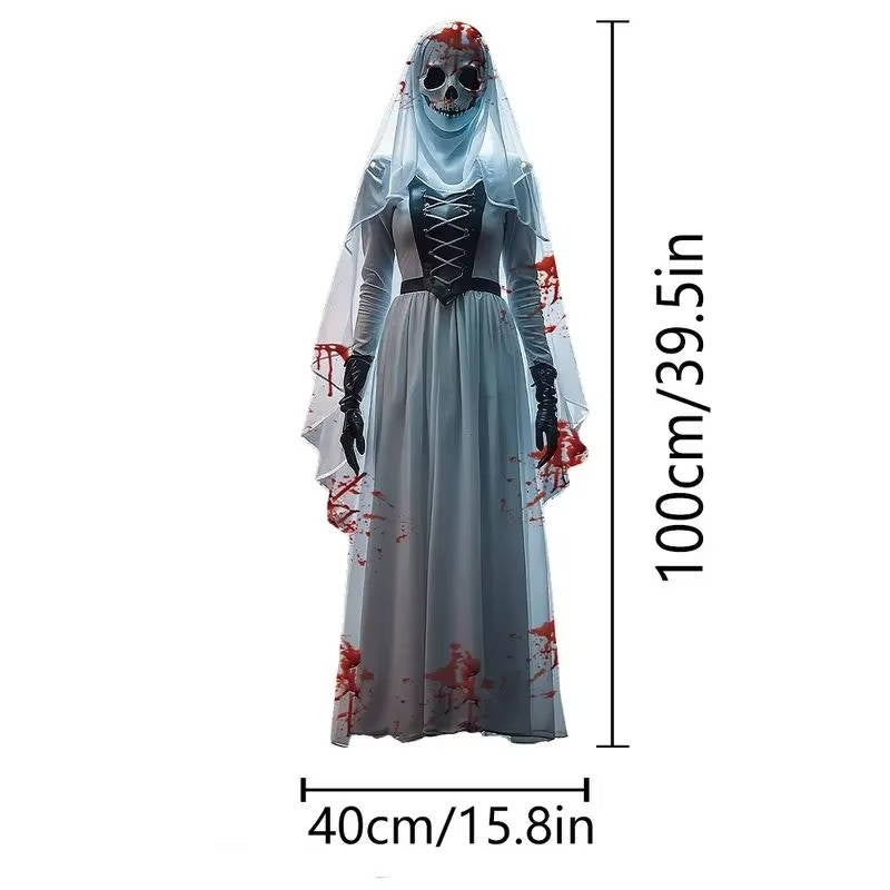 Halloween's Skull Bride Hanging Decoration with Weather Resistant Fabric