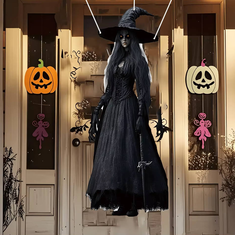 Halloween's Skull Bride Hanging Decoration with Weather Resistant Fabric