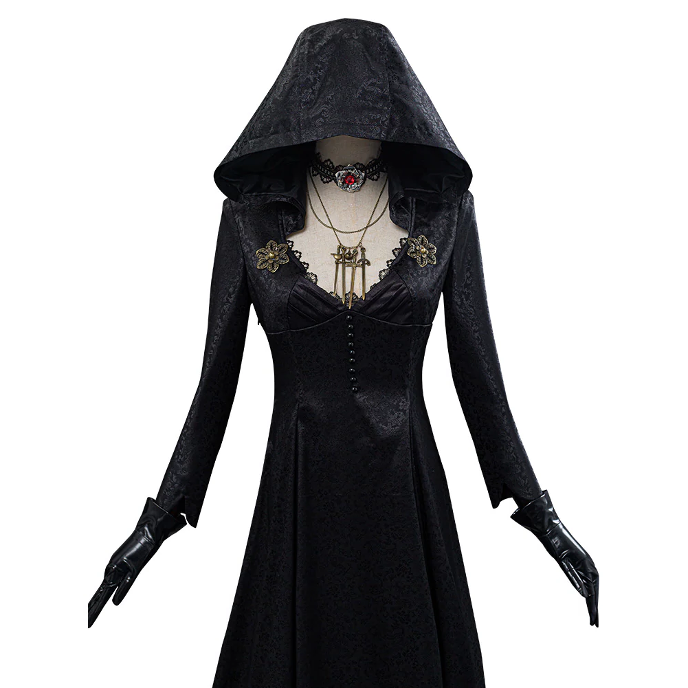 Halloween's Vampire Lady Cosplay Costume with Jacquard Coat and Dress