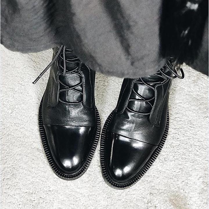 Women's Lace-Up Ankle Boots with Low Block Heel