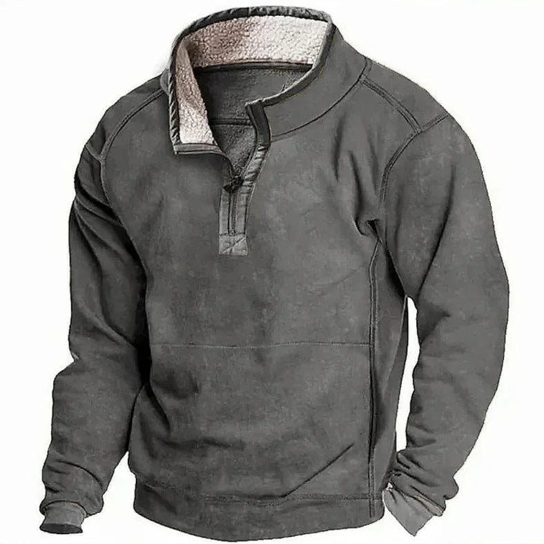 Men's Quarter-Zip Fleece-Lined Mock Neck Sweater