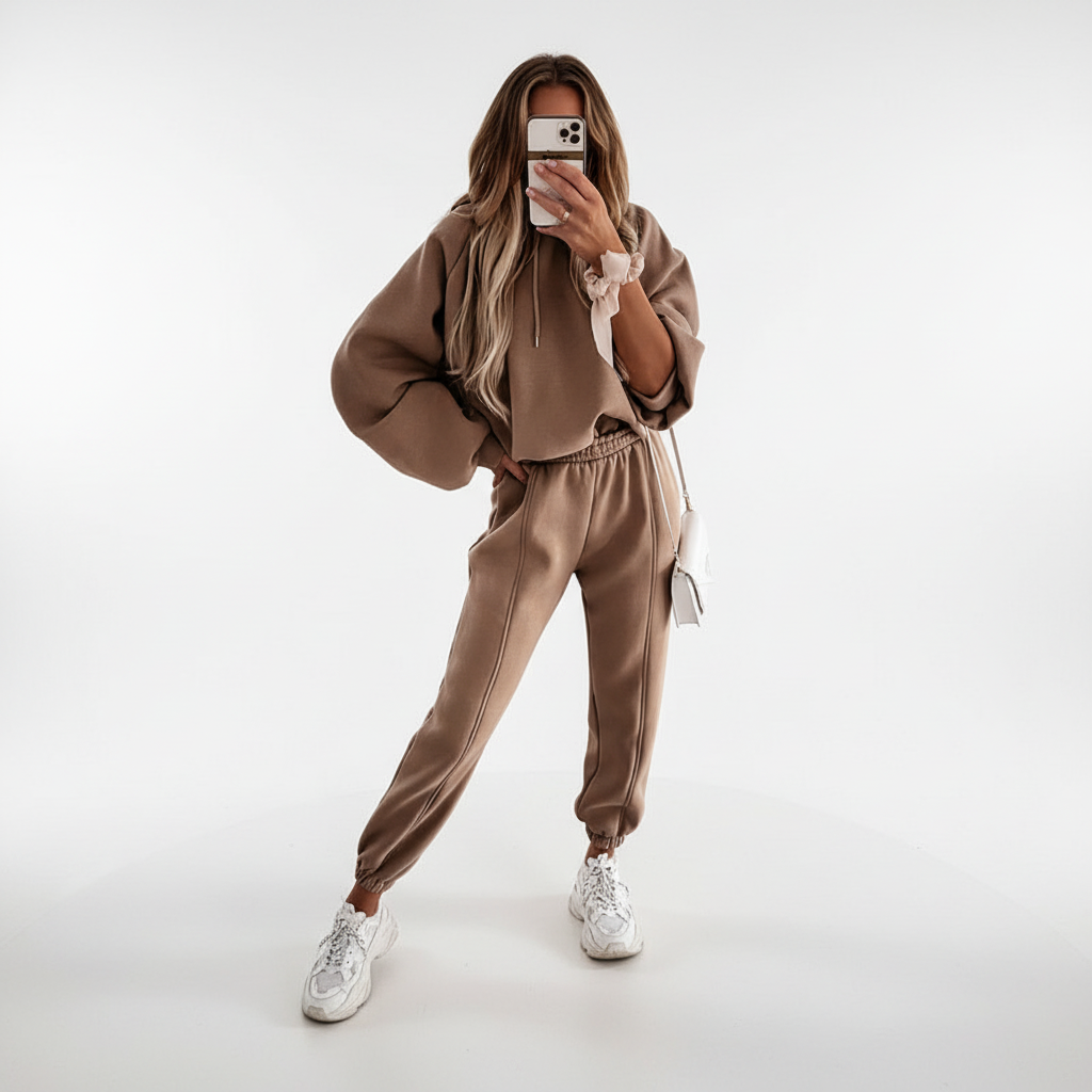 Women's Hoodie and Jogger Set with Drawstring