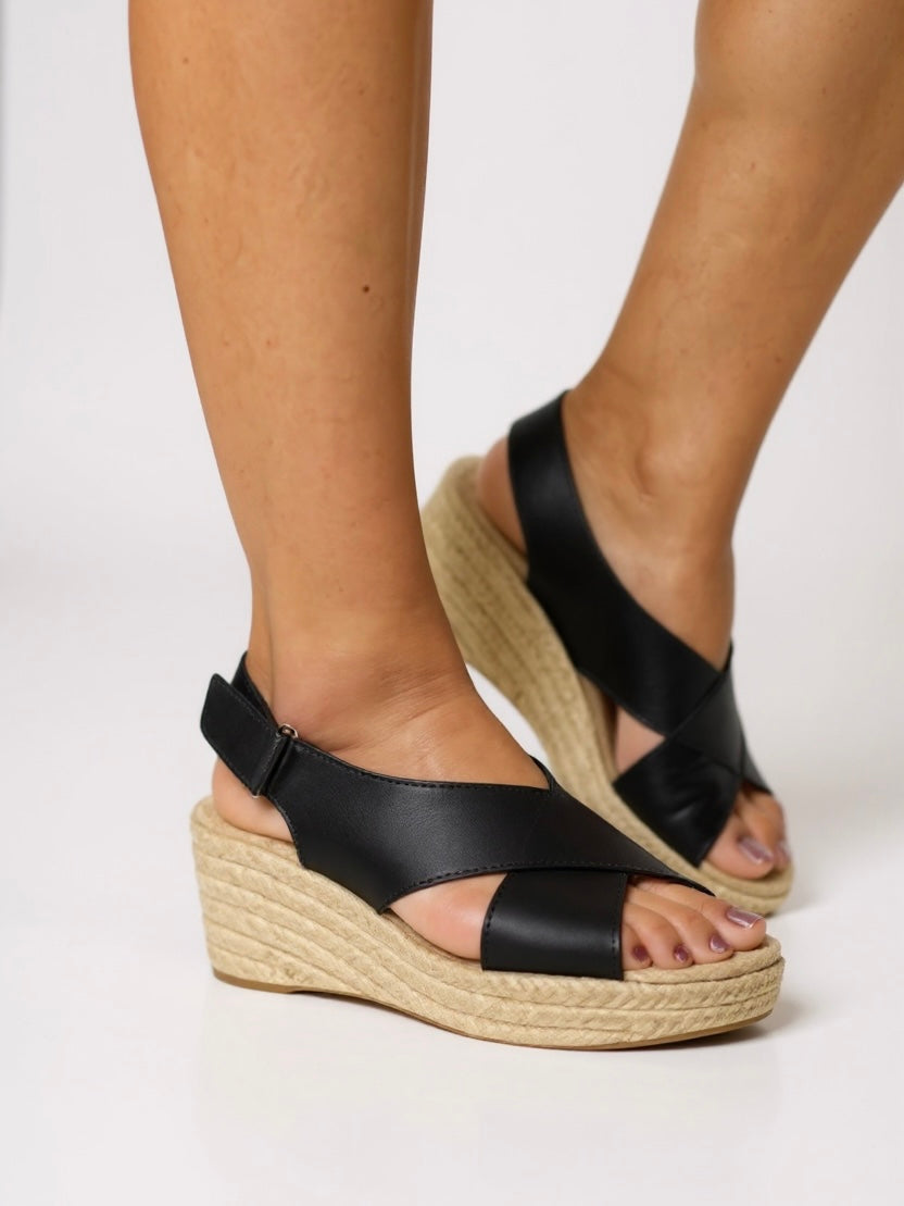 Women's Espadrille Wedge Sandals with Cushioned Insole and Adjustable Strap