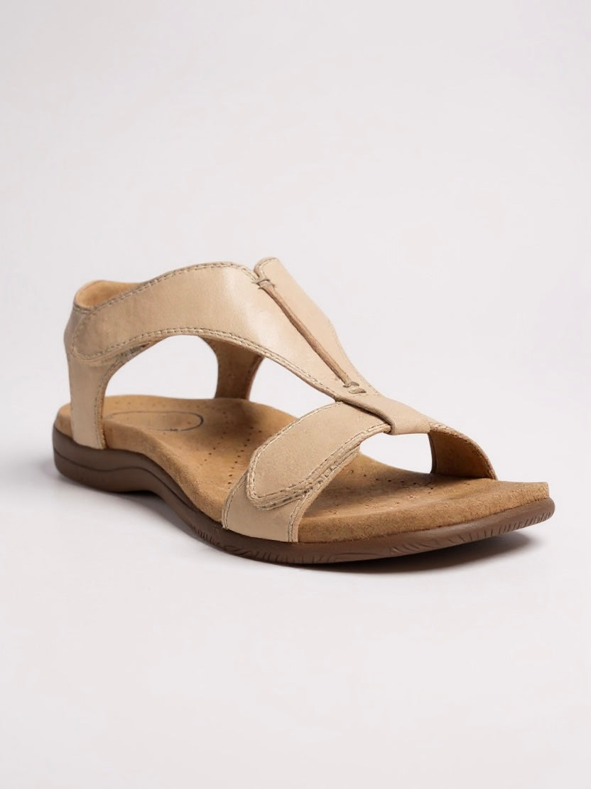 Women's T-Strap Sandals with Cushioned Footbed and Shock-Absorbing Sole
