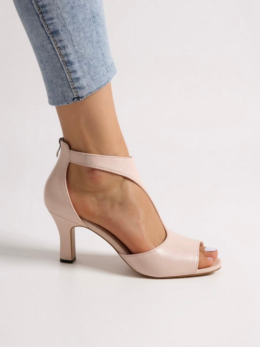 Women's Block Heel Sandals with Cutout Detailing and Cushioned Insole