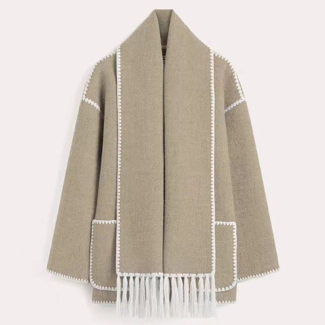 Women's Funnel Neck Cape Jacket with Button Front
