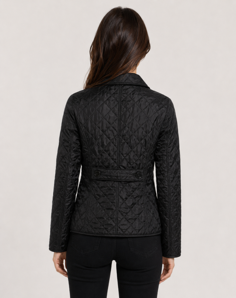 Women's Quilted Jacket, Collared, Button Front, Long Sleeves