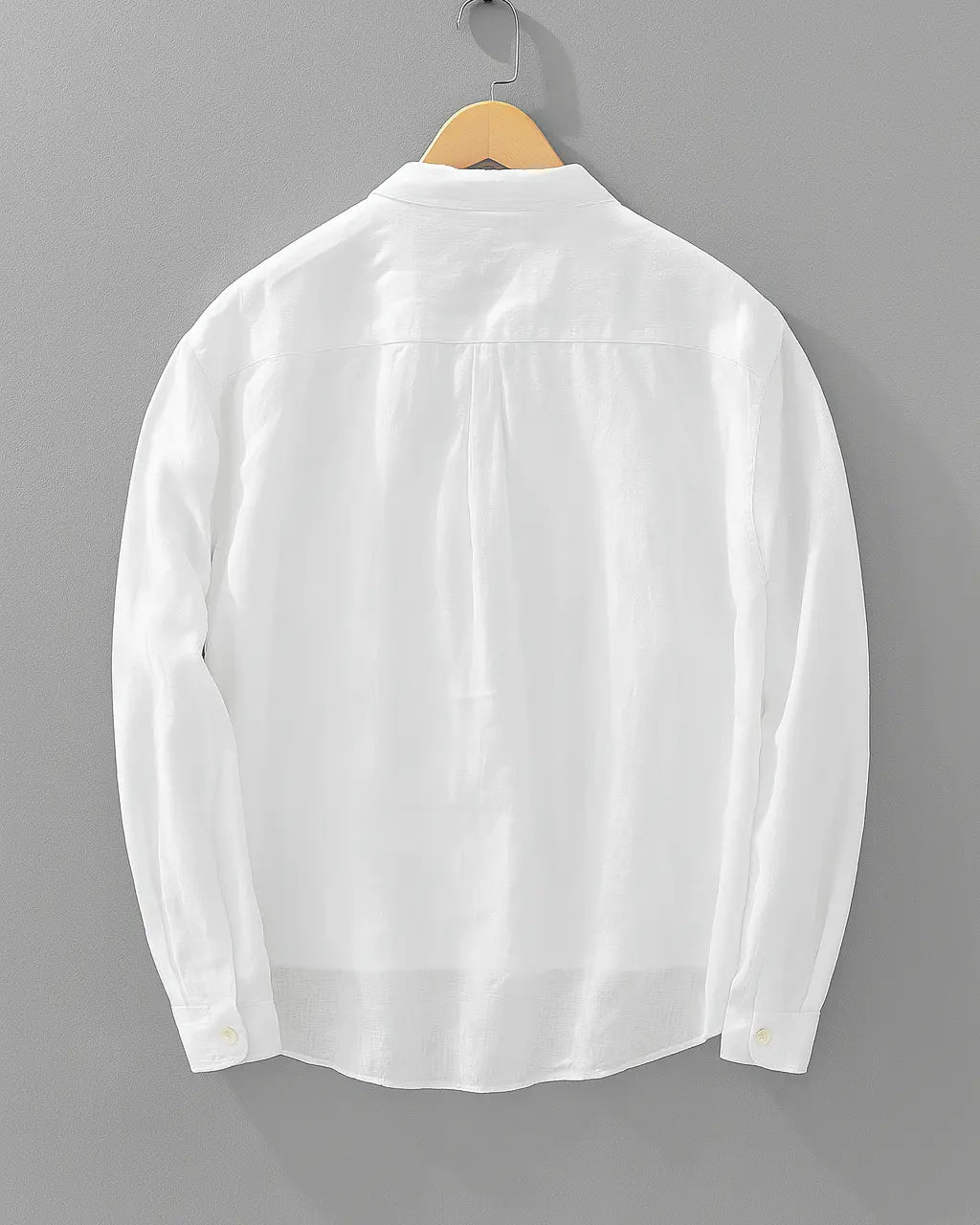 Men's Long Sleeve Popover Shirt, Button Placket, Chest Pocket