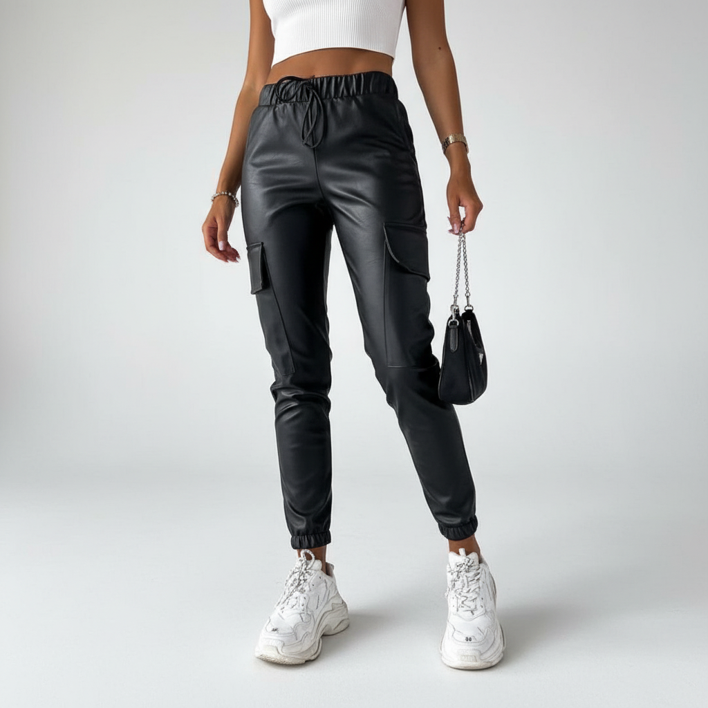 Women's High-Waist Cargo Joggers with Drawstring