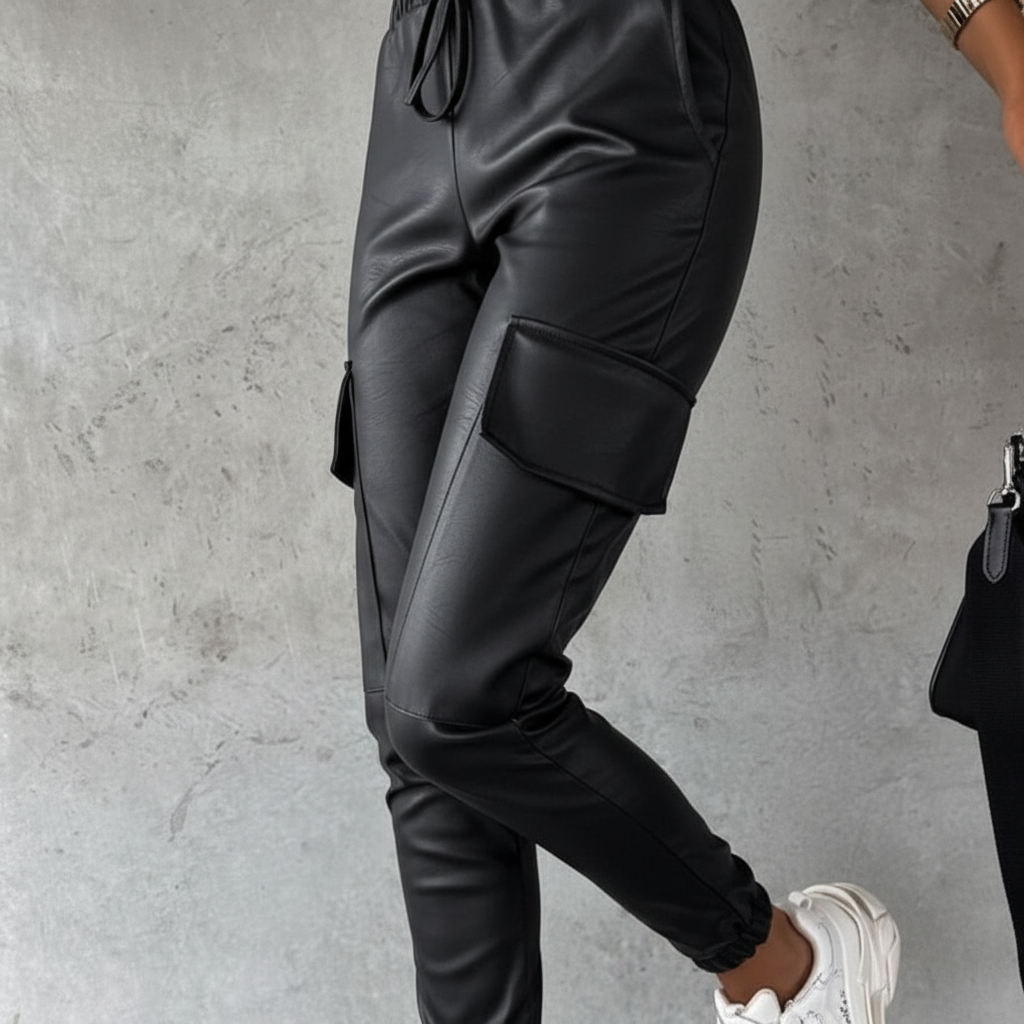 Women's High-Waist Cargo Joggers with Drawstring