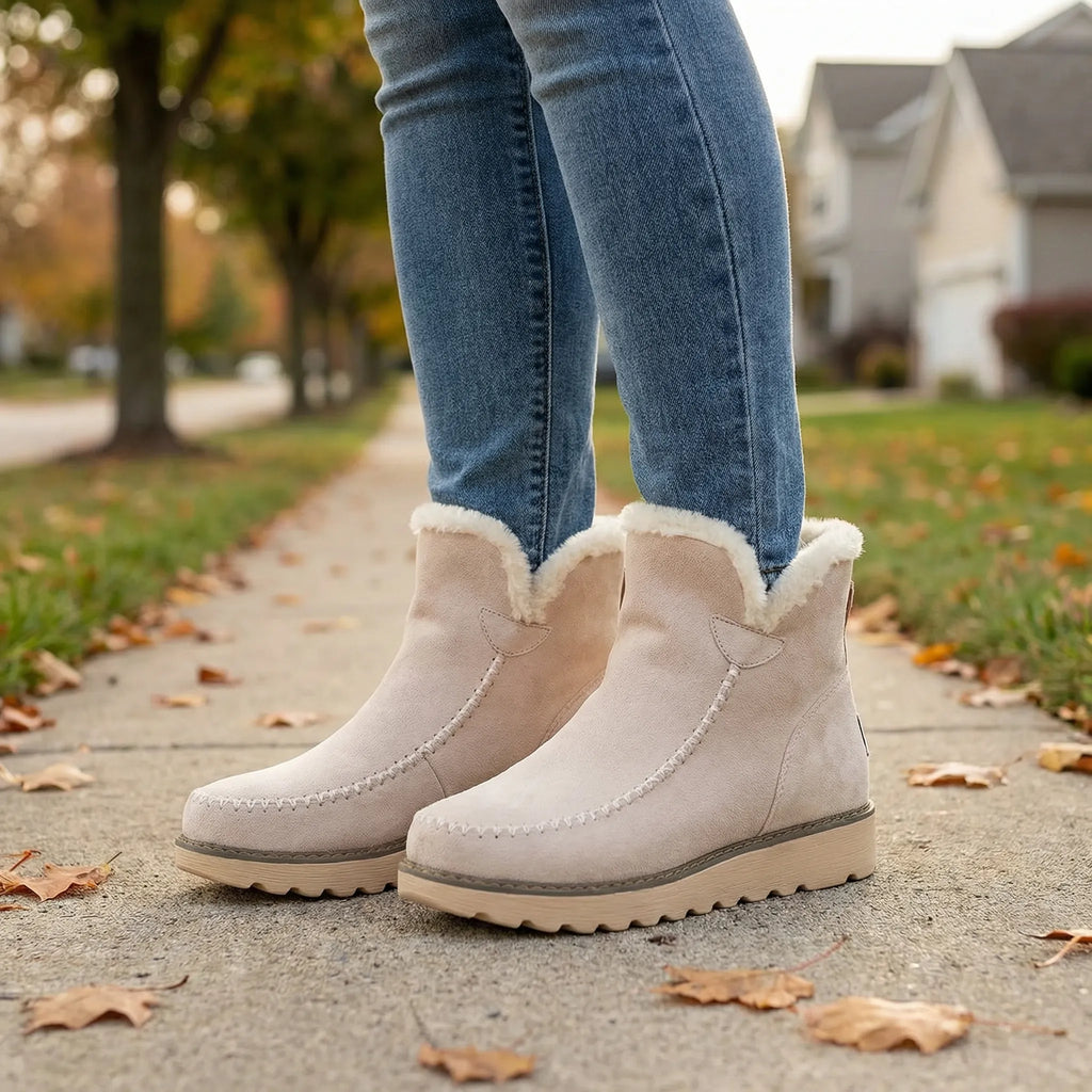 Women's Faux-Fur Lined Ankle Boots with Lug Sole
