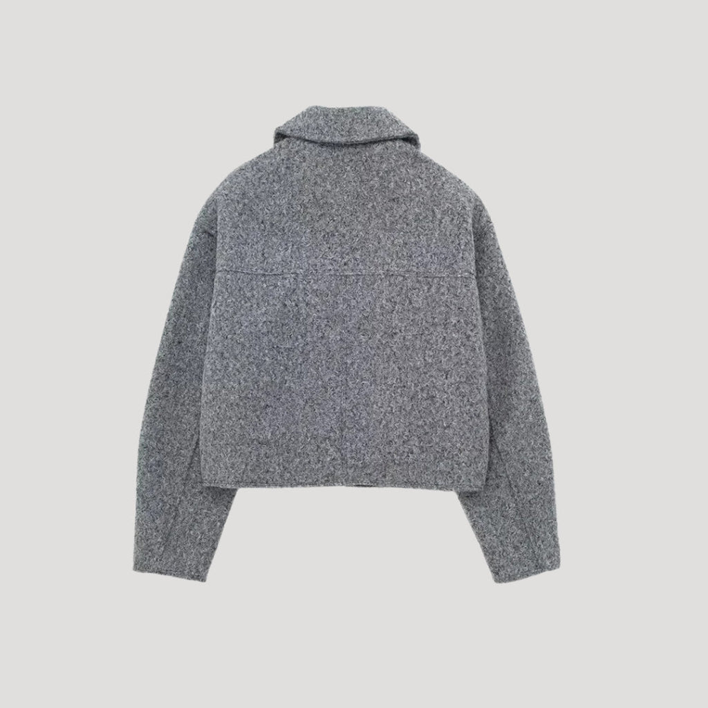 Women's Cropped Jacket with Collar and Zip Front